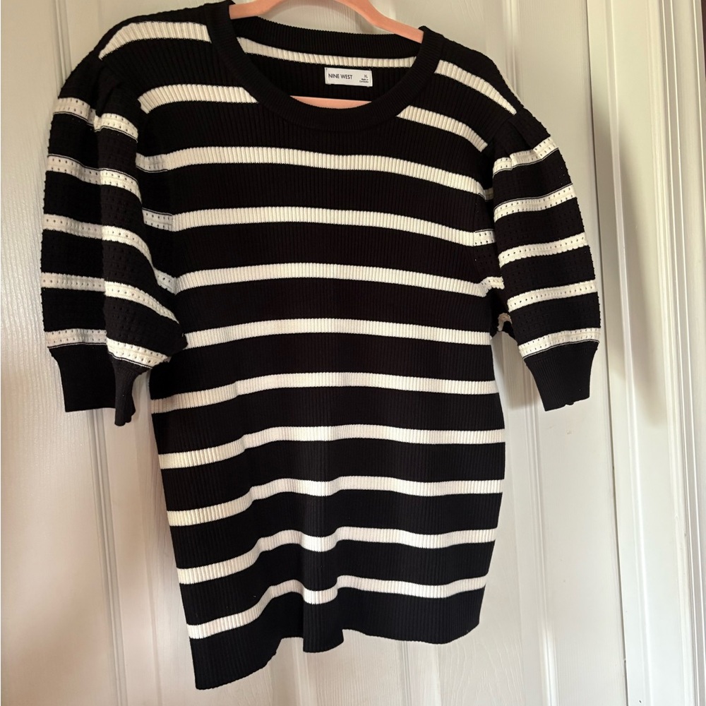 Nine West Black and White Striped Sweater